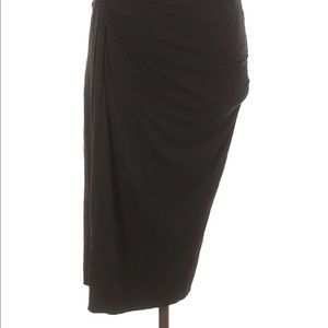 SOLD Vince Camuto Black Asymmetrical Ruched Wrap Midi Skirt Size Small